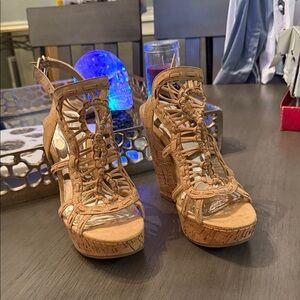 Carlos by Carlos Santana Tan Wedge Sandals